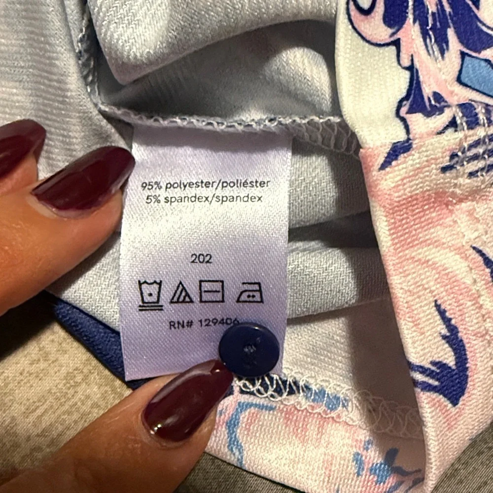 NWOT -VENUS Cutout High Neck Top Blue Floral Long Sleeve Blouse M - Picture 5 of 5